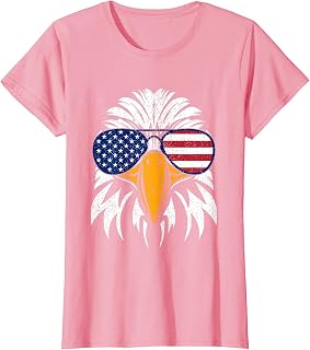 4th of July Bald Eagle Patriotic American Flag Glasses T-Shirt