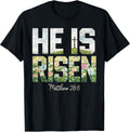 Floral He Is Risen Christian Easter Tee Men Women
