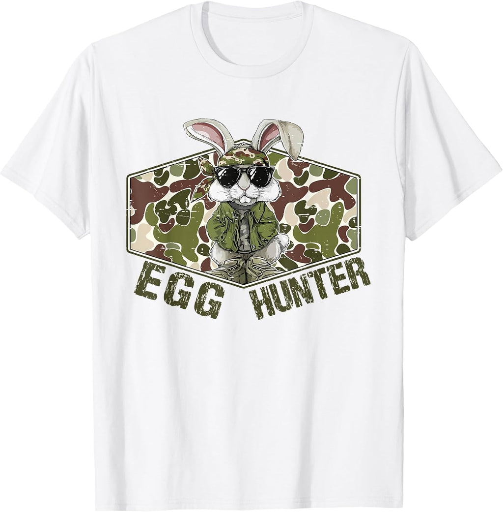 Vintage Camo Egg Hunter Happy Easter Bunny Spring