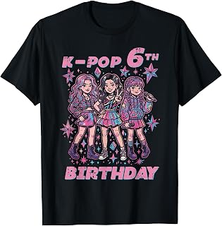 6th Birthday K-Pop Girls 6 Year Old Kpop Girls Kids Youth T-Shirt