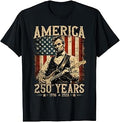 Abraham Lincoln Playing Guitar Rock and Roll American Flag T-Shirt
