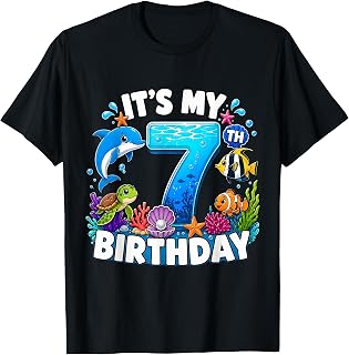 Its My 7th Birthday Sea Ocean Animal 7 Years Old Kids T-Shirt
