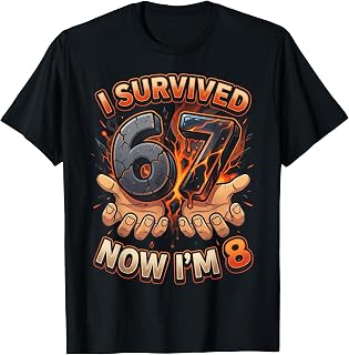 I Survived 6 7 Now I'm 8 8th Birthday Boys T-Shirt