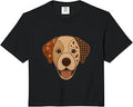 Patchwork Labrador Rustic Autumn Dog Quilt Art Graphic Comfort Colors Crop Top