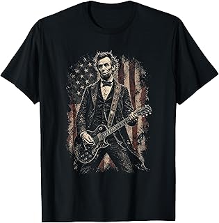 Abraham Lincoln Playing Guitar Grunge President Graphic T-Shirt