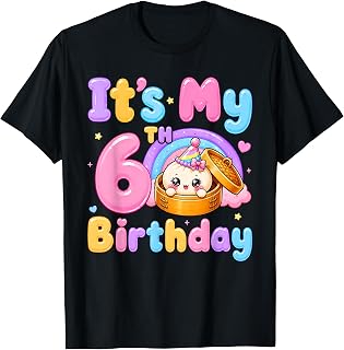 6th Birthday Girl Kawaii Dumpling Anime Birthday Party T-Shirt