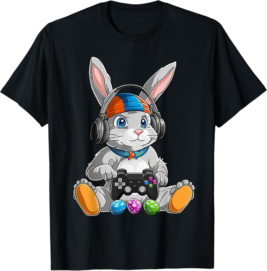 Happy Easter Video Game Bunny Controller Gamer Tee
