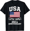 USA 250th Anniversary American Flag Patriotic 4th of July T-Shirt