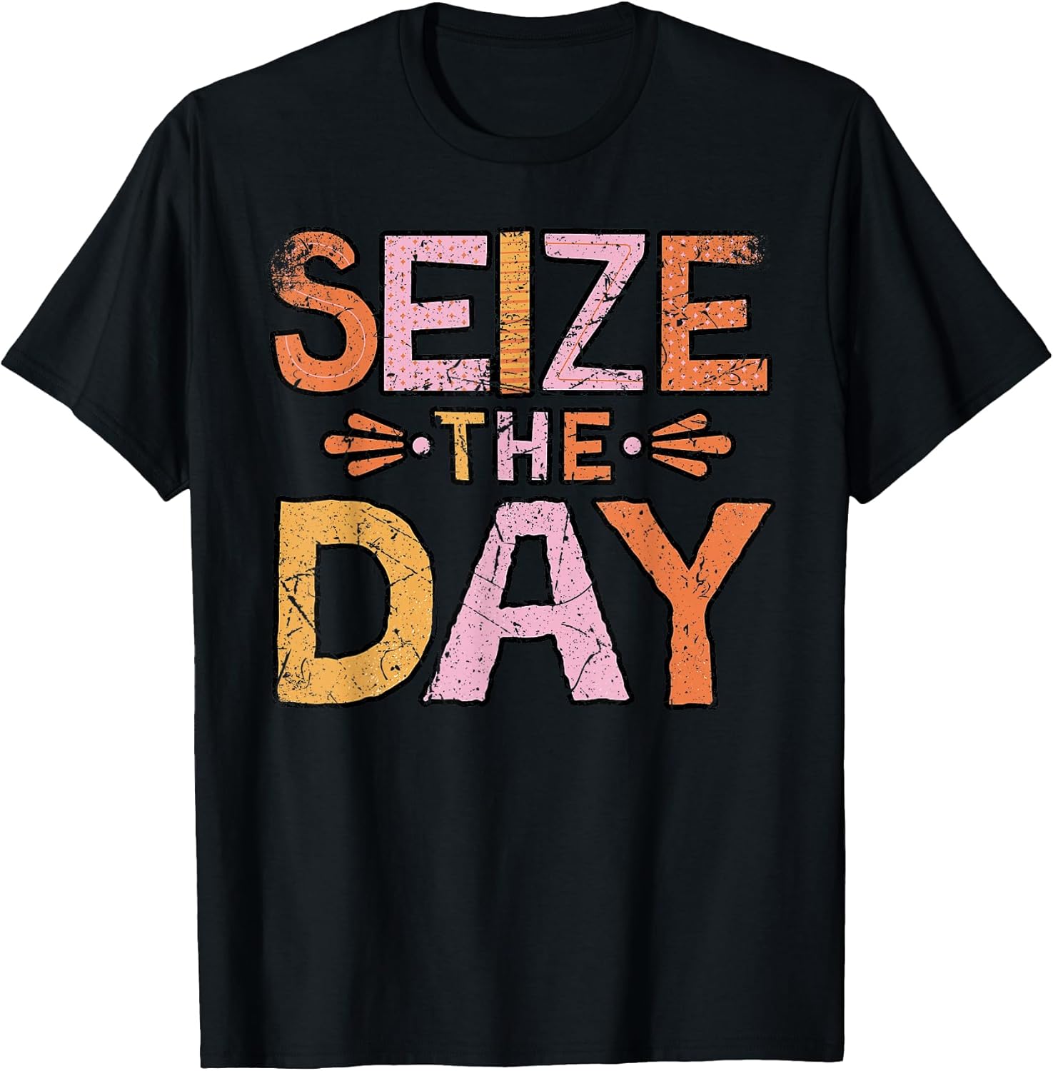 Positive Happy Carpe Diem Distressed Grunge