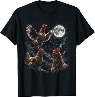 Chicken Howling at Moon Vintage 90s Graphic Design T-Shirt