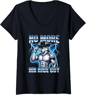 Sponsored Ad - Women's No More Mr. Nice Guy - Funny Wolf Meme Guys Novelty Cool Men V-Neck T-Shirt
