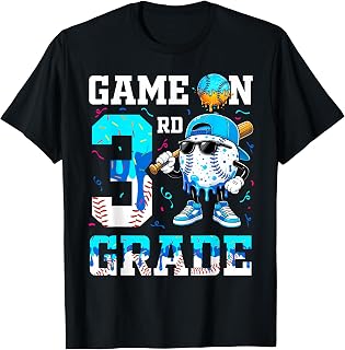 3rd Grade Back to School Baseball Drip Ice Cream Game On Kid T-Shirt