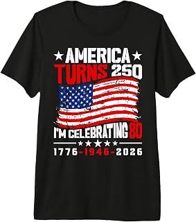 America Turns 250 I'm Celebrating 80th Birthday USA Flag Premium Tri-Blend T-Shirt