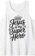 Retro Jesus is My Super Hero Christian Family Kids Faith Tank Top