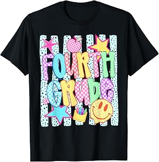 4th Grade Team Back to School Hello Fourth Grade Smile Face T-Shirt