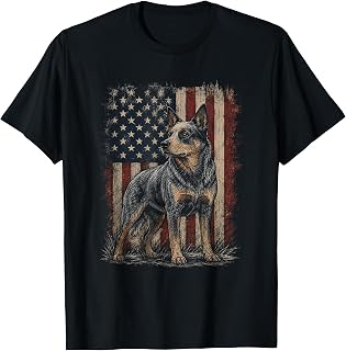 American Flag Australian Cattle Dog Blue Heeler Artwork T-Shirt