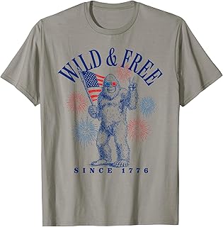 Patriotic Bigfoot Wild and Free Since 1776 T-Shirt