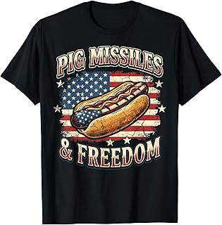 Hot Dog Patriotic Funny Pig Missiles Freedom T-Shirt