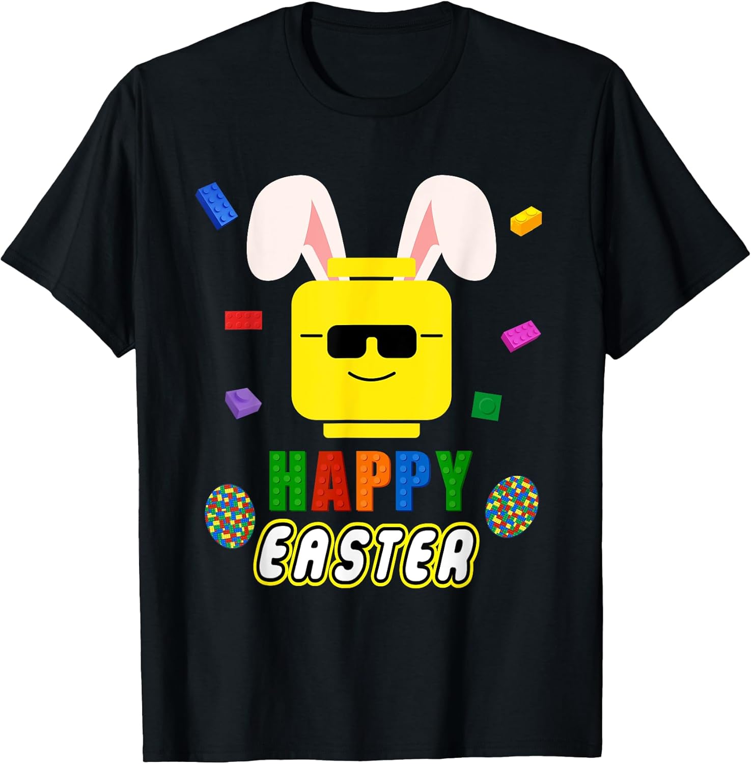 Easter Building Bricks Bunny Happy Easter Family Matching T-Shirt