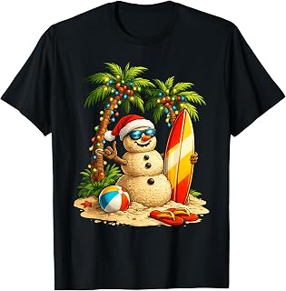 Xmas in July Santa Snowman Beach Summer Christmas in June T-Shirt