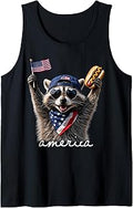 America Feral & Free Racoon Patriotic 4th of July Tank Top