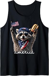 America Feral & Free Racoon Patriotic 4th of July Tank Top