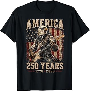 Vintage Eagle Playing Guitar 250 Years America 4th of July T-Shirt