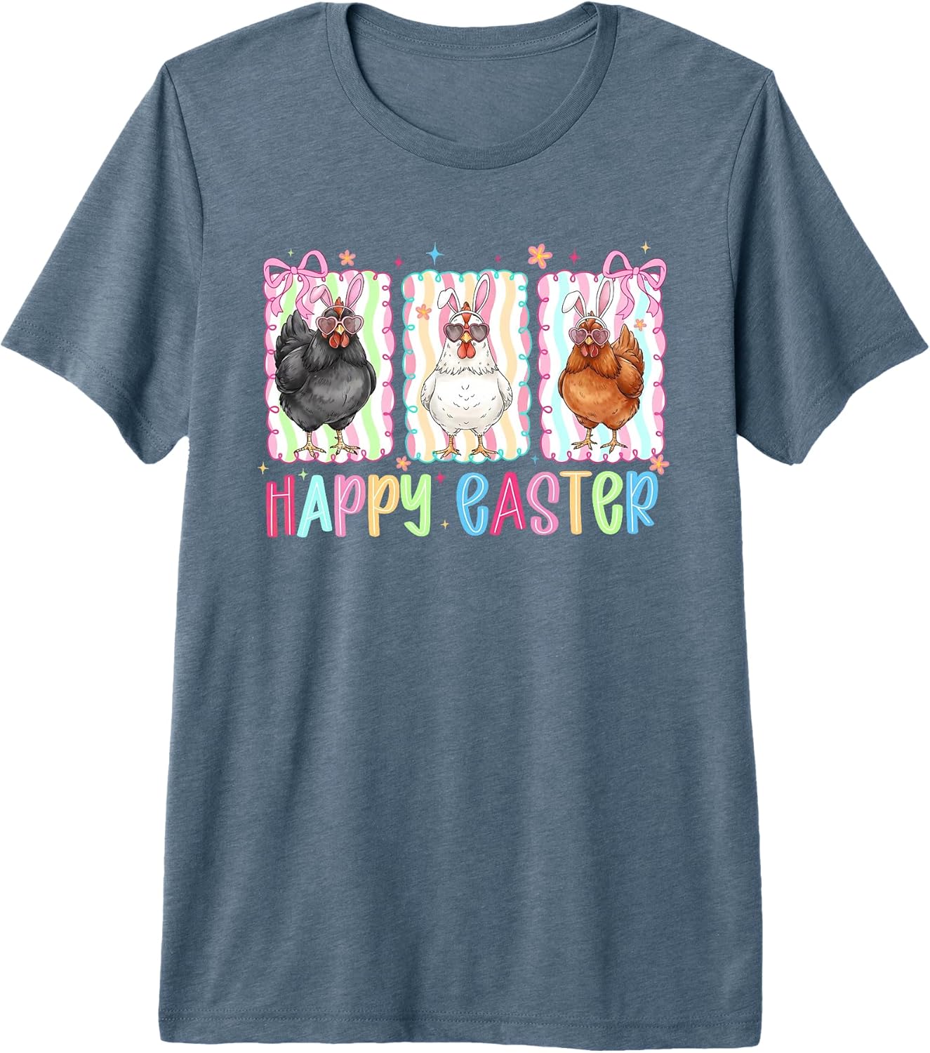 Preppy Happy Easter Chicken Coquette Bow Tees