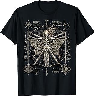 Gothic Skeleton Moth Fairy Occult Vintage Art T-Shirt