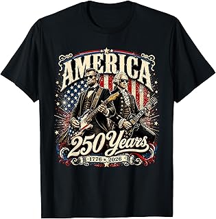 Vintage Washington Lincoln Playing Guitar 250 Years America T-Shirt