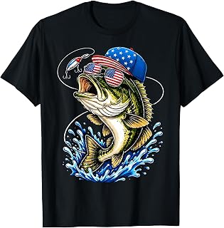 Fishing USA American Flag 4th of July Fisherman T-Shirt