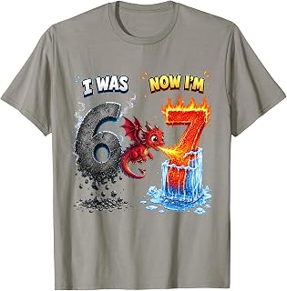 7th Birthday Dragon boy Outfit 7th Year Old Six Seven Kids T-Shirt