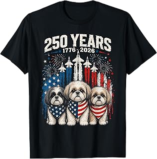 250 Years America Shih Tzu Patriotic USA Freedom 4th of July T-Shirt