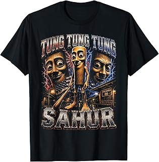 Tung Tung Tung Sahur Triple Face Italian Brainrot Meme T-Shirt