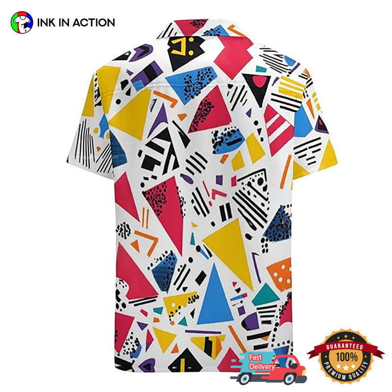 90s Colors Pattern Button Hawaiian Shirt