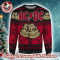 ACDC Hells Bells Signature Bells Snowflakes Pattern Black And Red Vintage Ugly Christmas Sweater