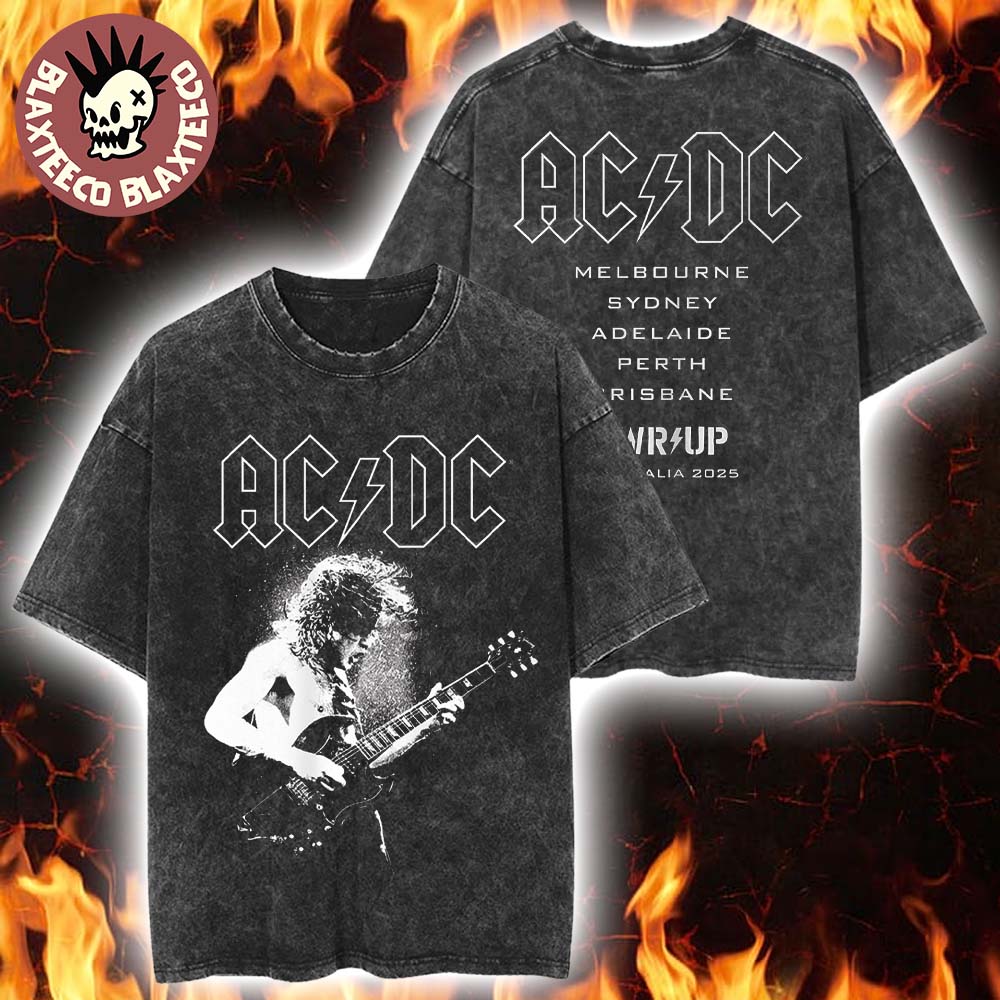 ACDC PWR Up Australia 2025 Angus Young Electric PWR UP Tour Retro Washed T-Shirt