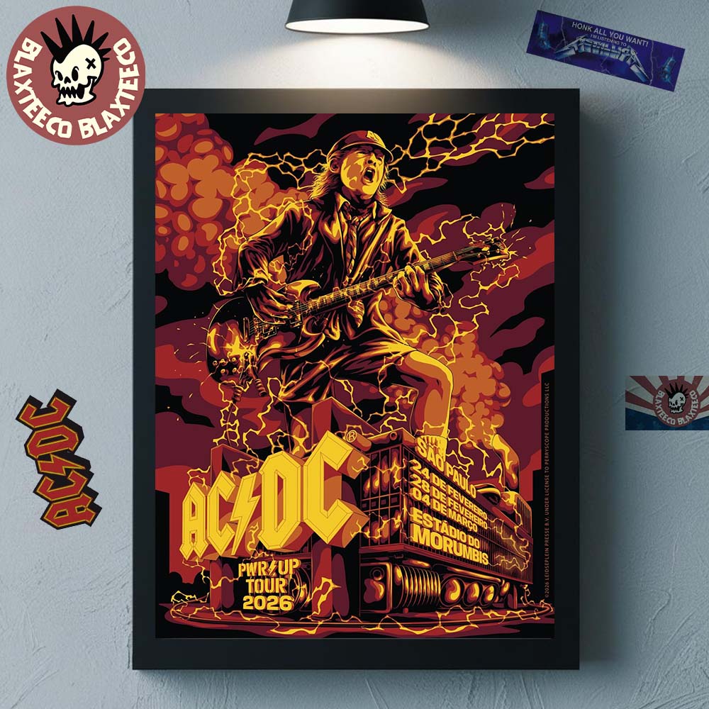 ACDC PWR Up Tour 2026 Sao Paulo Brazil Venue Poster At Estadio Do Morumbis On February 24 28 And March 4 2026 Home Decor Poster Canvas