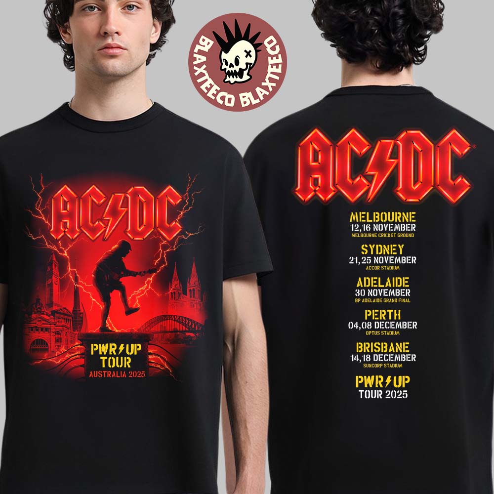 ACDC PWR Up Tour Australia 2025 City Dates Online Exclusive T-Shirt