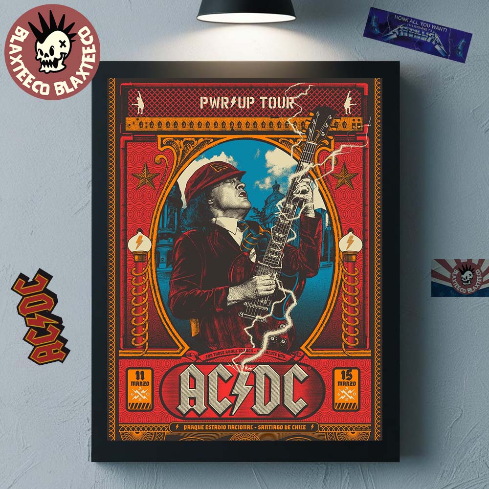 ACDC PWR Up Tour Chile 2026 Venue Poster At Parque Estadio Nacional Santiago De Chile On March 11 And 15 2026 Poster Canvas