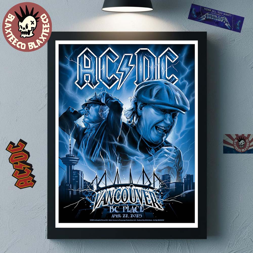 ACDC PWR Up Vancouver Tour Poster British Columbia Canada At BC Place On April 22 2025 Angus And Brian Artwork Home Decor Poster Canvas