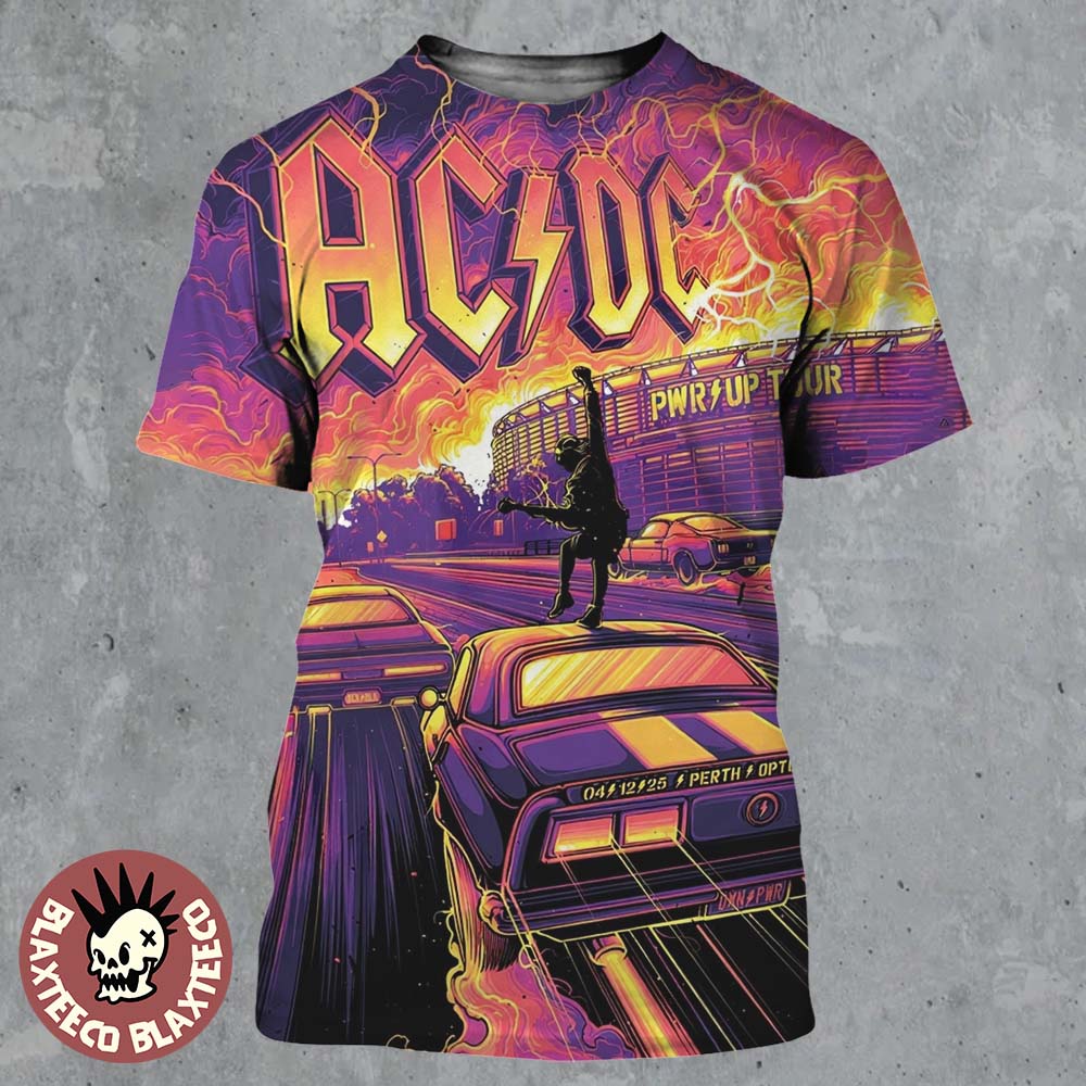 ACDC Perth Australia 2025 Event Poster PWR Up Tour At Optus Stadium On December 4 2025 All Over Print Shirt