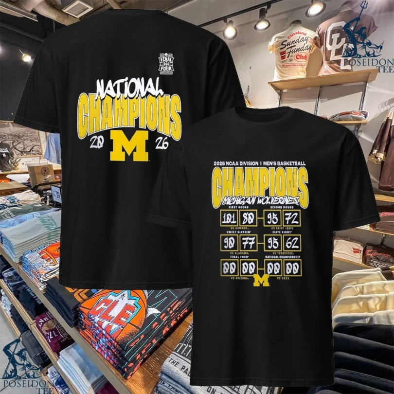 Michigan Wolverines 2026 Ncaa Men’s Basketball National Champions Schedule T-shirt