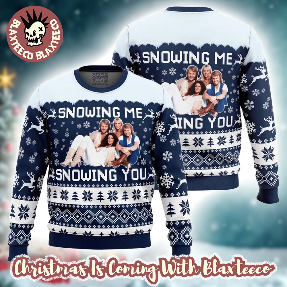 Abba Snowing Me Snowing You Band Photo Knitted Ugly Christmas Sweater