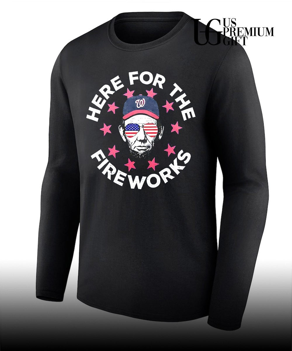 Abraham Lincoln Washington Nationals here for the Fireworks 2026 Nationals 4th Of July Patriotic shirt