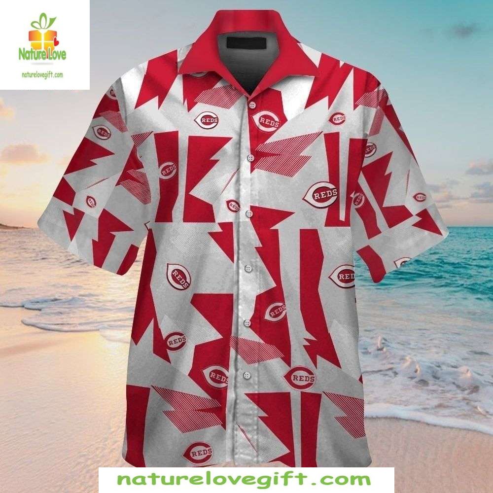 Cincinnati Reds Hawaiian Shirt Abstract Red Fanfare Baseball Apparel