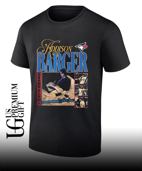 Addison Barger to Couch Toronto Blue Jays baseball shirt