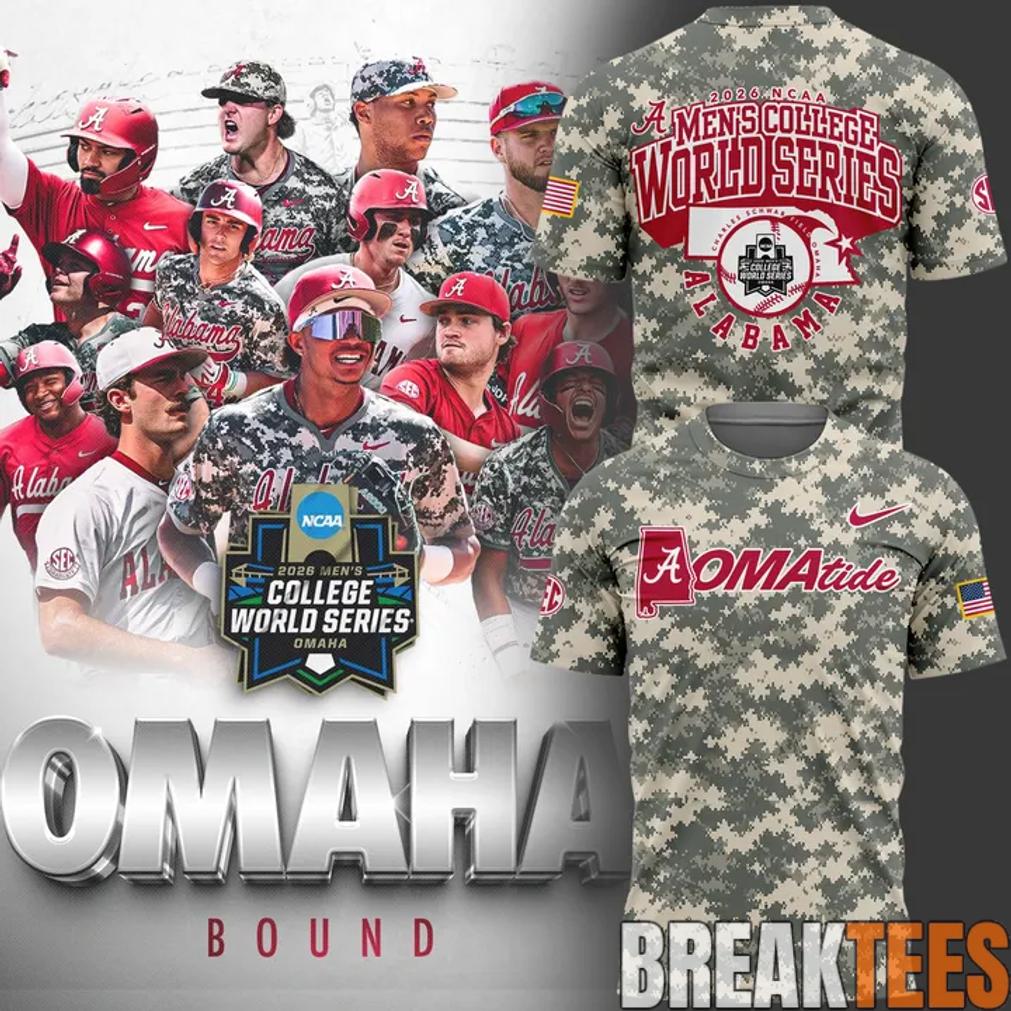 Alabama Crimson Tide 2026 Baseball College World Series OmaTide Camo Shirt