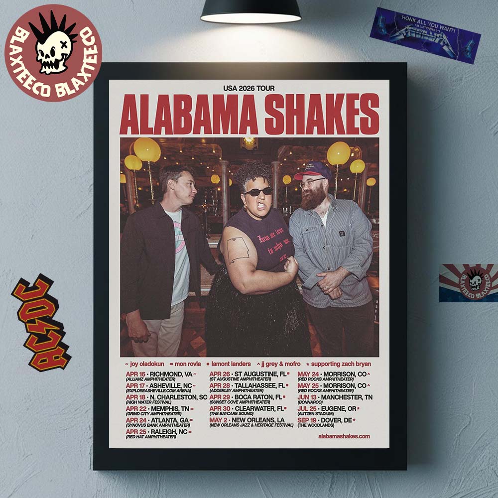 Alabama Shakes USA 2026 Spring Tour Schedule Dates Home Decor Poster Canvas