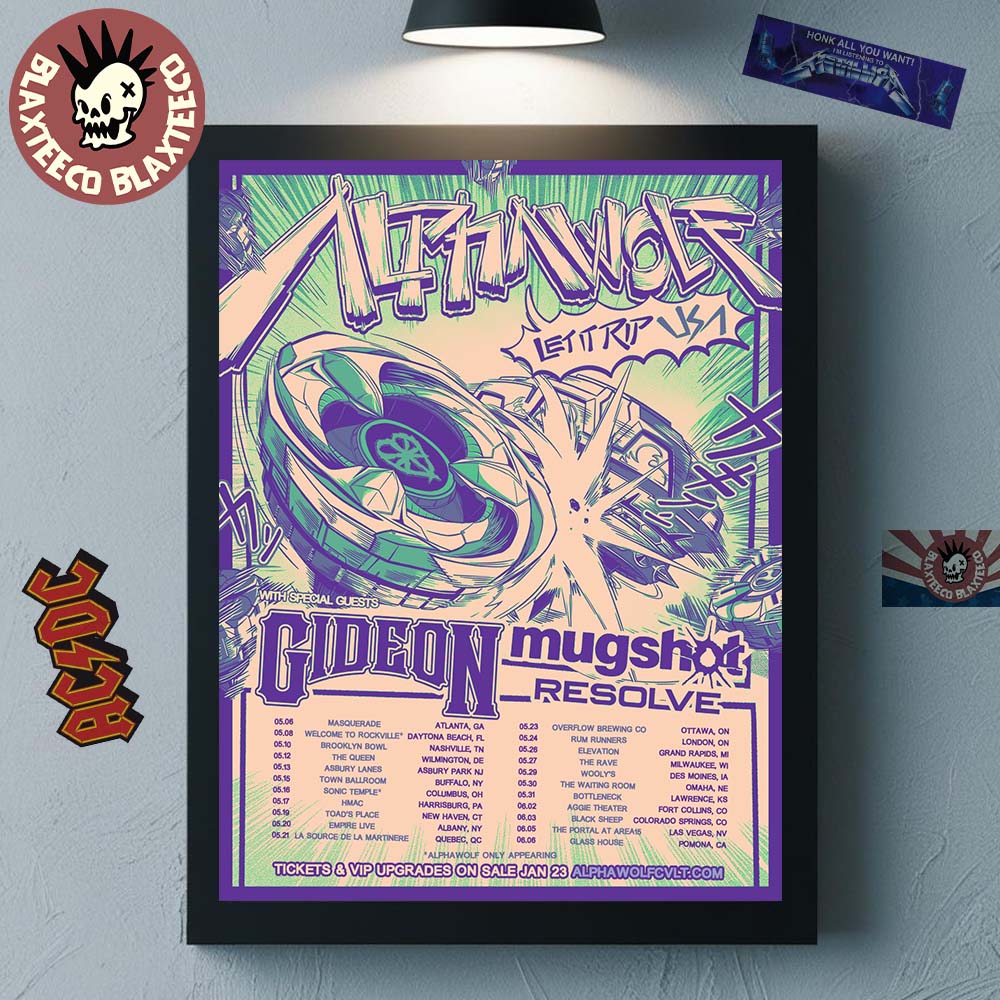 Alpha Wolf Let It Rip USA 2026 Tour City Dates Decor Poster Canvas